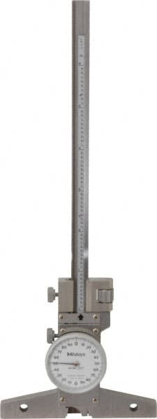 0 to 6 Inch Range, Stainless Steel, White Dial Depth Gage MPN:527-311-50