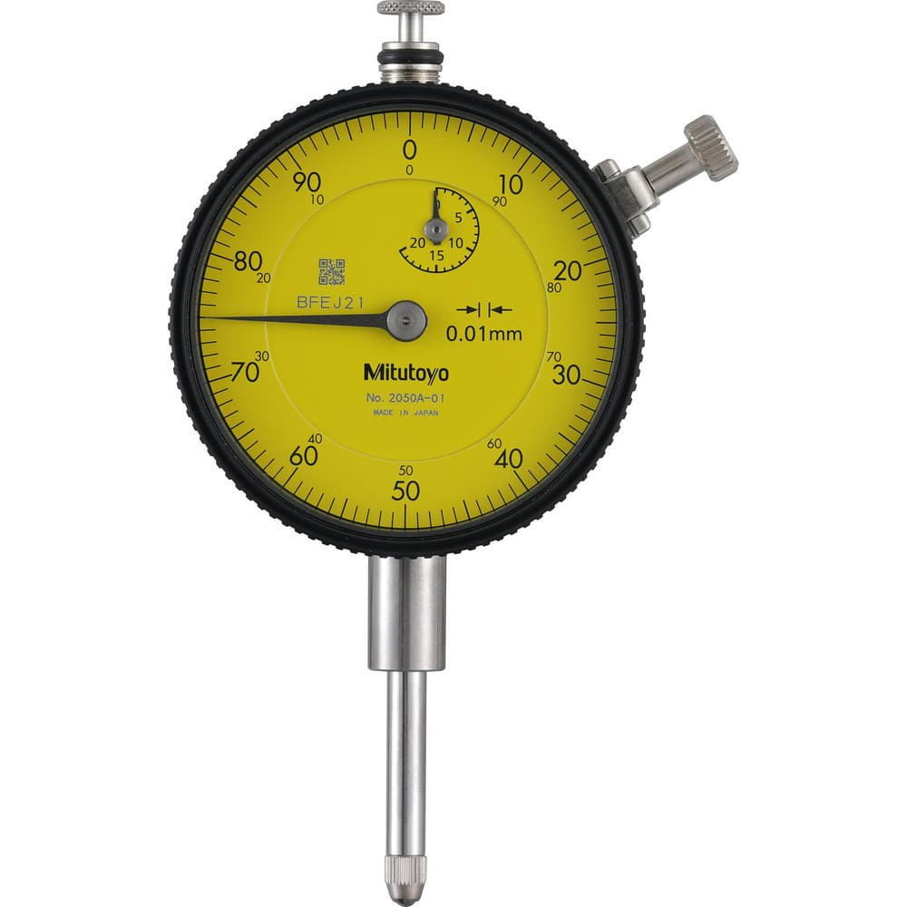 Dial Drop Indicators, Accuracy (mm): 0.01 , Back Type: Lug , Indicator Style: Plunger , Bearing Type: Plain , Minimum Measurement (mm): 0.00  MPN:2050A-01