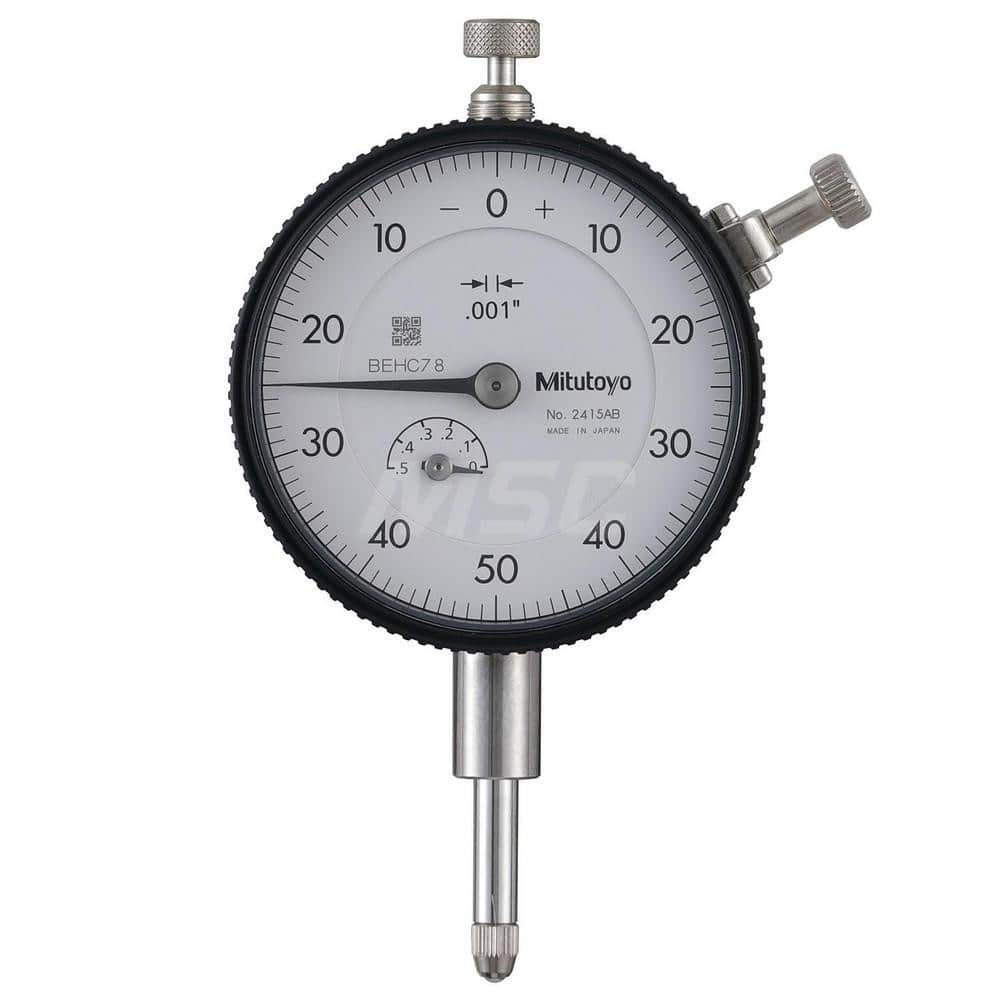 Dial Drop Indicators, Accuracy (Decimal Inch): +/-0.001 , Back Type: Flat , Indicator Style: Plunger , Bearing Type: Plain , Minimum Measurement (mm): 0.00  MPN:2415AB