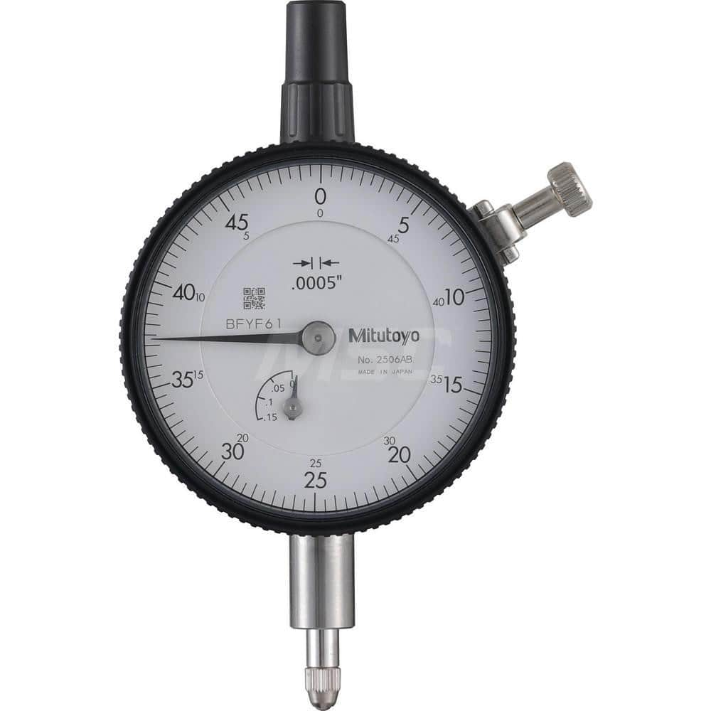 Dial Drop Indicators, Accuracy (Decimal Inch): +/-0.0005 , Back Type: Flat , Indicator Style: Plunger , Bearing Type: Plain , Minimum Measurement (mm): 0.00  MPN:2506AB