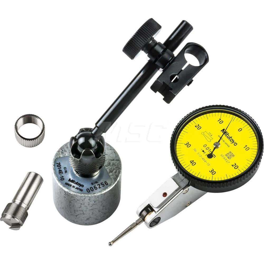 Dial Drop Indicators, Accuracy (mm): 10.0005 , Back Type: Flat , Indicator Style: Plunger , Bearing Type: Jeweled , Minimum Measurement (mm): 0.00  MPN:513-908-10E