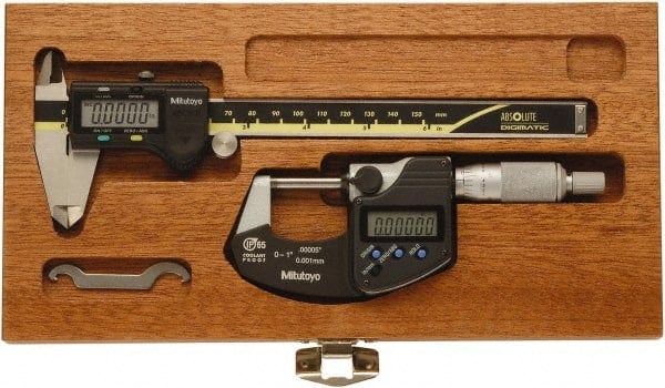 Machinist Caliper & Micrometer Kit: 0 to 150 mm Caliper, 0 to 25.4 mm Micrometer MPN:64PKA076BCAL