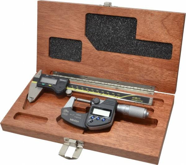 Machinist Caliper & Micrometer Kit: 4 pc, 0 to 150 mm Caliper, 0 to 25.4 mm Micrometer MPN:64PKA077B