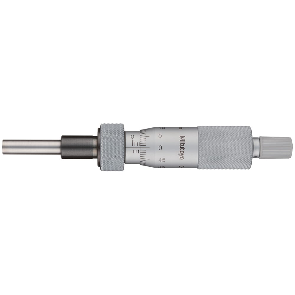 Mechanical Micrometer Heads, Thimble Diameter (mm): 18.00 , Spindle Diameter (mm): 6.35 , Spindle Length (mm): 42.00 , Calibrated: No  MPN:150-209