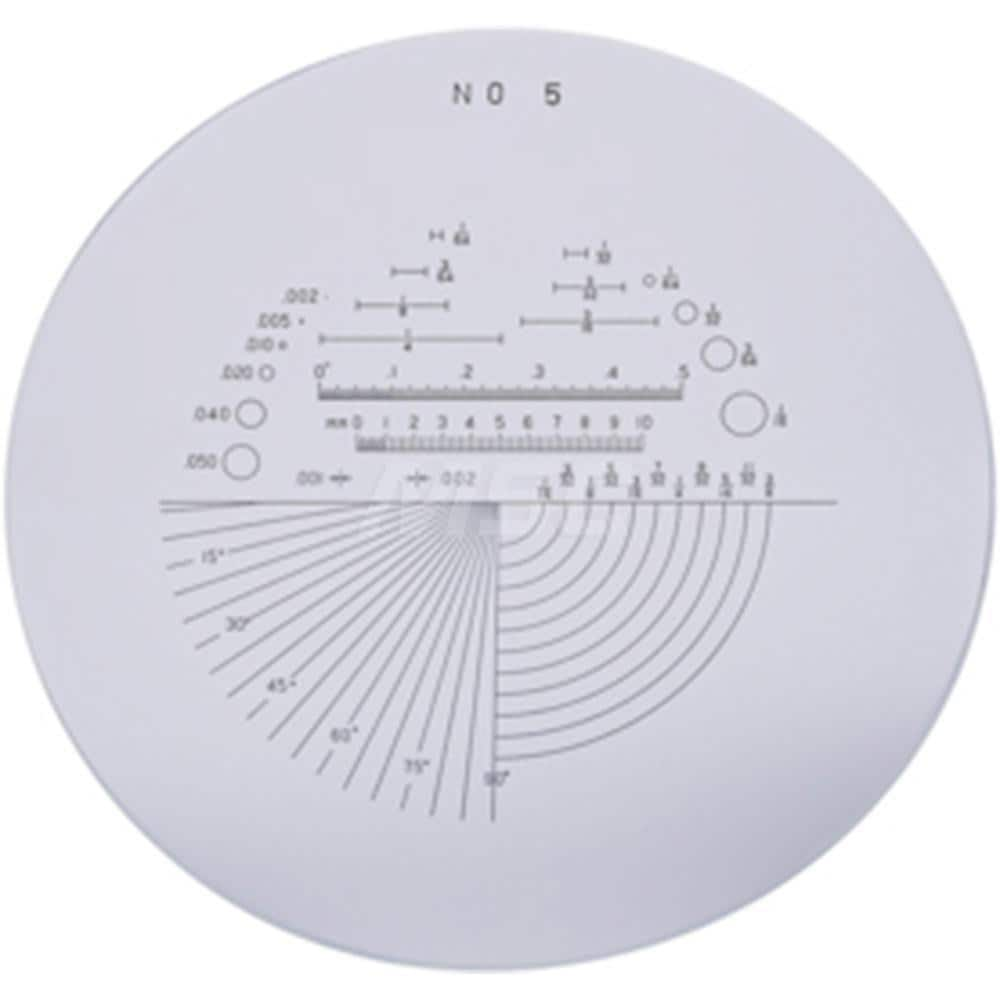 Optical Comparator Charts & Reticles, For Use With Magnification: Yes , Increments: 150 , Minimum Scale Value: 0 , Maximum Scale Value: 90  MPN:183-145