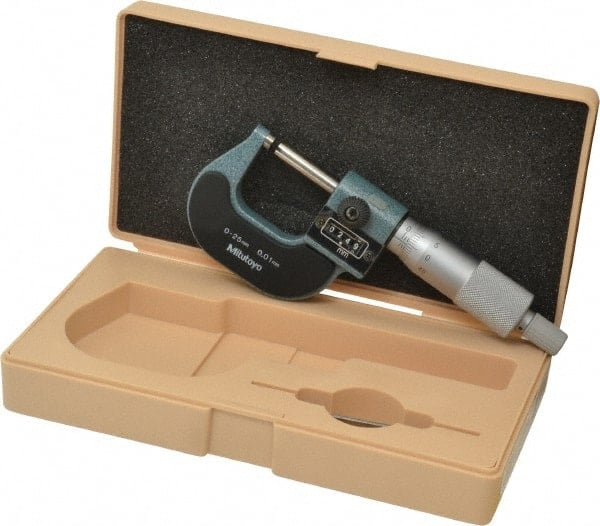 Mechanical Outside Micrometer: 0-25 mm Range, 0.01