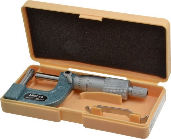 1 Inch Measurement Range, 0.0001 Inch Graduation, Barrel Anvil, Ratchet Stop Thimble, Mechanical Tube Micrometer MPN:115-314