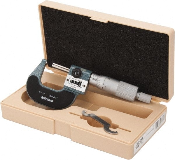 1 Inch Max Measurement, 0.0001 Inch Graduation, Spherical Face Micrometer MPN:295-153