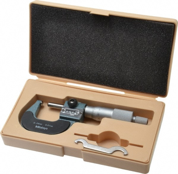 25mm Max Measurement, 0.01mm Graduation, Spherical Face Micrometer MPN:295-215