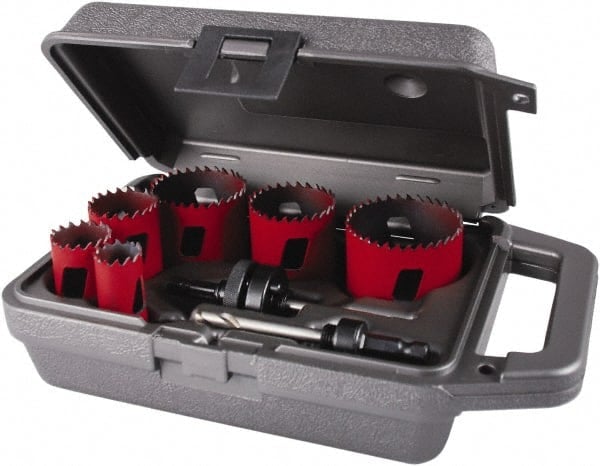 Electrician's Hole Saw Kit: 8 Pc, 7/8 to 2-1/2