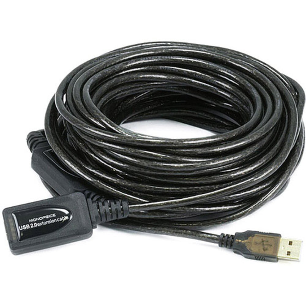 Monoprice USB Data Transfer Cable - 49 ft USB Data Transfer Cable for Camera, Printer, Webcam, Keyboard/Mouse - First End: 1 x USB 2.0 - Male - Second End: 1 x USB 2.0 Type A - Female - Extension Cable (Min Order Qty 3) MPN:7532