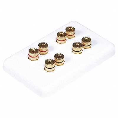 A/V Wallplate Banana Post 4Spkr Wht MPN:3642