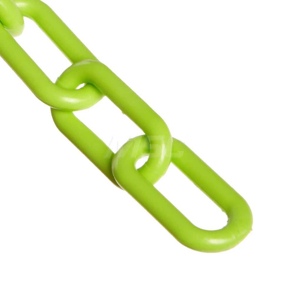 Safety Barrier Chain: Plastic, Safety Green, 100' Long, 2