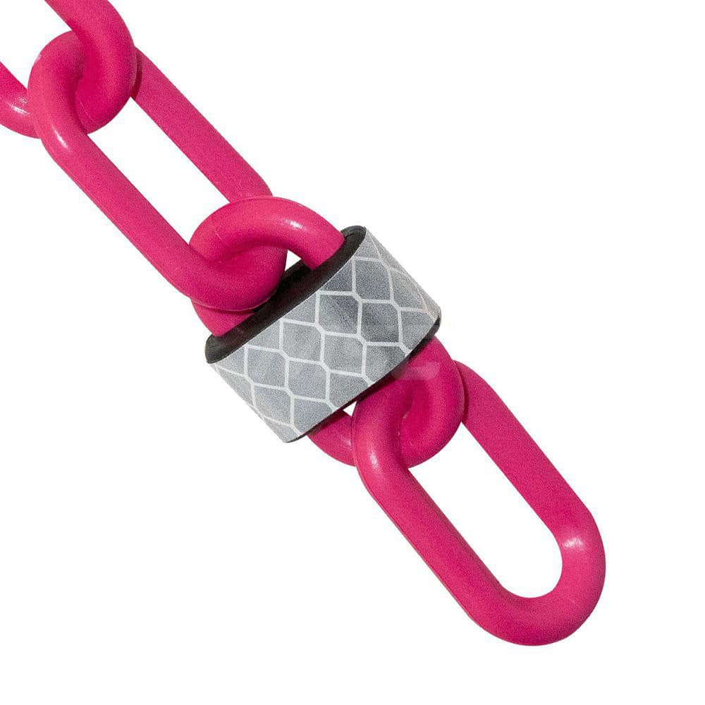 Safety Barrier Chain: Plastic, Safety Pink, 100' Long, 2