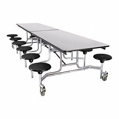 Mobile Stool Table 17in Bench H 12 Seats MPN:MTS12-MDPEPC-GY-10