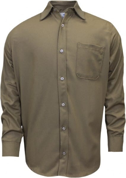 Fire-Resistant Shirt: Large, Khaki, Cotton, 7 oz MPN:SHRUKNYCLGRG