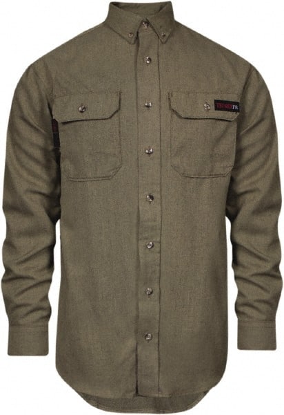 Fire-Resistant Shirt: Small, Khaki, Polyester, 5.5 oz MPN:TCG01120214NYC