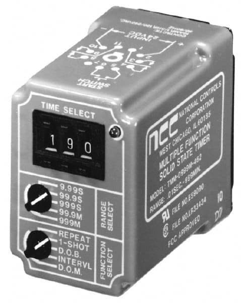 Time Delay Relays, Timer Function: Delay On Break, Delay On Make, Interval, Repeat Cycle, Single Shot , Maximum Delay (Hours): 16  MPN:TMM-0999M-465