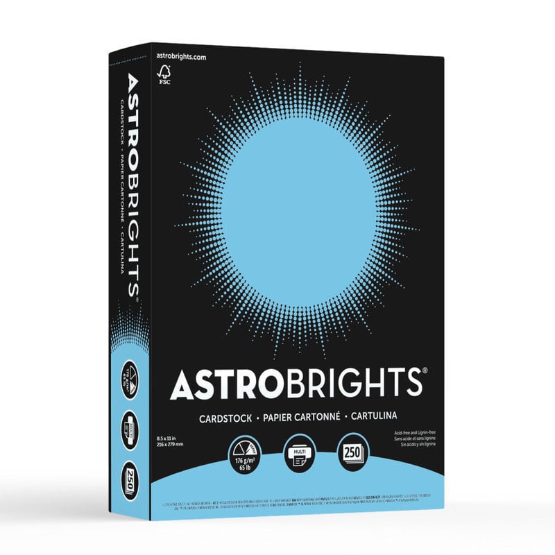 Astrobrights Color Card Stock, Lunar Blue, Letter (8.5in x 11in), 65 Lb, Pack Of 250 (Min Order Qty 5) MPN:21728