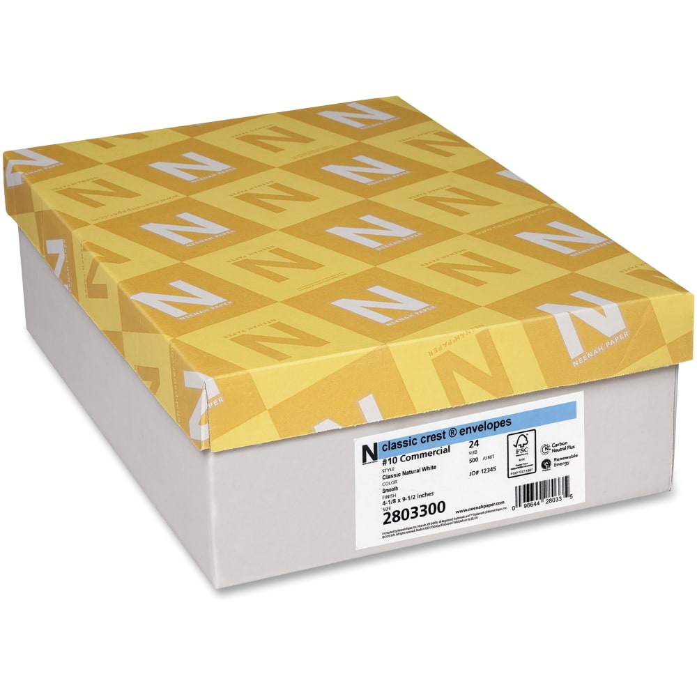 Classic Crest Commercial Flap Envelopes - Commercial - #10 - 4.12in Width x 9.5in Length - 24lb - Flap - Smooth Finish - 500 / Box - Natural White MPN:2803300