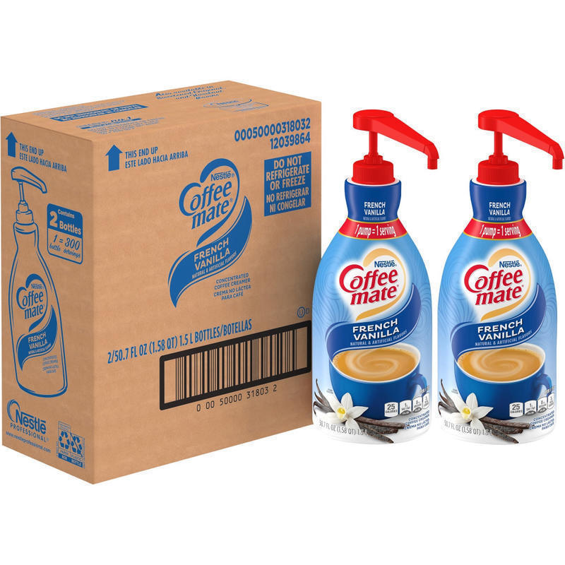 Coffee Mate French Vanilla Concentrated Coffee Creamer Pump, 1.5 L, Carton Of 2 Bottles (Min Order Qty 2) MPN:31803CT