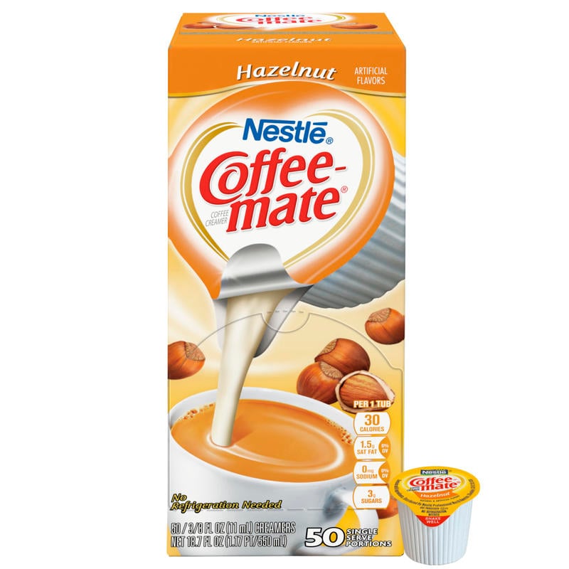 Nestle Coffee-mate Liquid Creamer, Hazelnut Flavor, 0.38 Oz Single Serve x 50 (Min Order Qty 7) MPN:35180