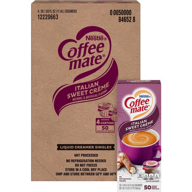 Coffee mate Italian Sweet Creme Liquid Creamer Singles - Italian Sweet Creme Flavor - 0.38 fl oz (11 mL) - 200/Carton - 200 Serving (Min Order Qty 2) MPN:84652CT