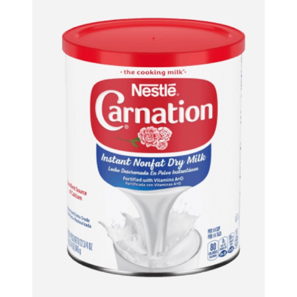 Carnation Instant Nonfat Dry Milk, Unsweetened Milk Powder, 22.75 Oz Canister, Box of 4 Canisters MPN:22928