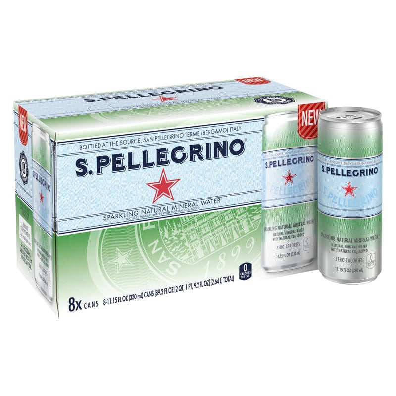 San Pellegrino Sparkling Natural Mineral Water, 11.15 Oz, Pack Of 8 Cans (Min Order Qty 5) MPN:12372705