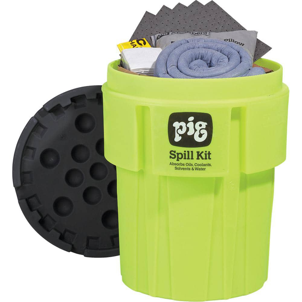 Spill Kits, Kit Type: Universal Spill Kit, Container Type: Drum, Absorption Capacity: 39 gal, Color: Hi-Vis Green, Portable: No MPN:KIT263