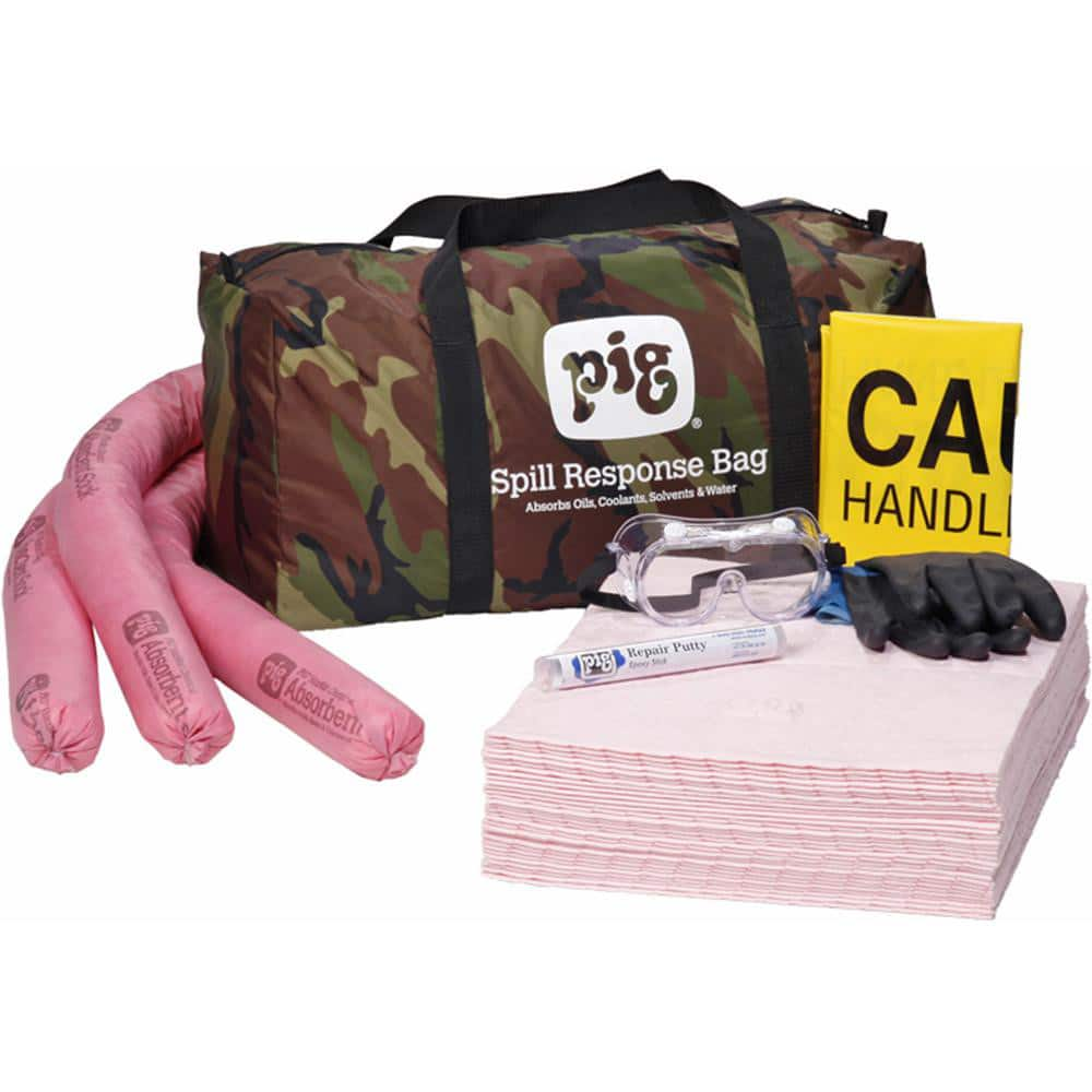 Spill Kits, Kit Type: Chemical & Hazardous Material Spill Kit, Container Type: Bag, Absorption Capacity: 9.5 gal, Color: Camo, Portable: Yes MPN:KIT398