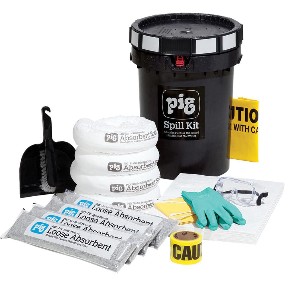 Spill Kits, Kit Type: Oil Based Liquids Spill Kit, Container Type: Bucket, Absorption Capacity: 8.2 gal, Color: Black, Portable: No MPN:KIT4000