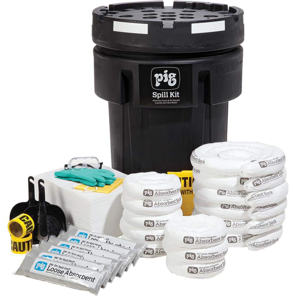 Spill Kits, Kit Type: Oil Based Liquids Spill Kit, Container Type: Overpack, Absorption Capacity: 41.7 gal, Color: Black, Portable: No MPN:KIT4002