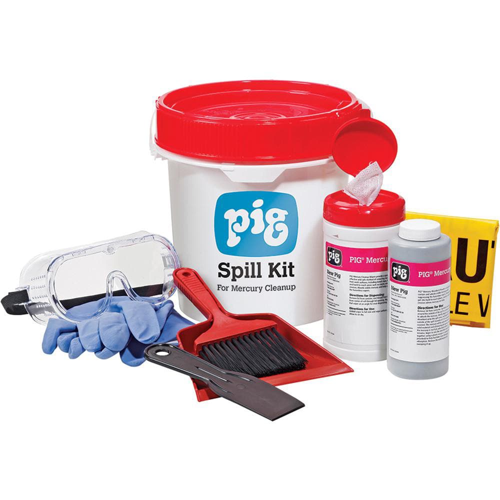 Spill Kits, Kit Type: Mercury Spill Kit, Container Type: Bucket, Absorption Capacity: 335.27 oz, Color: White, Portable: Yes MPN:KIT600