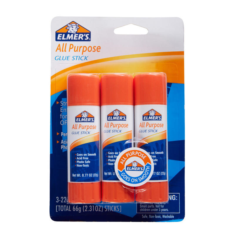 Elmers Office Strength Glue Sticks, All Purpose, 0.77 Oz., Clear, Pack Of 3 (Min Order Qty 16) MPN:E5022