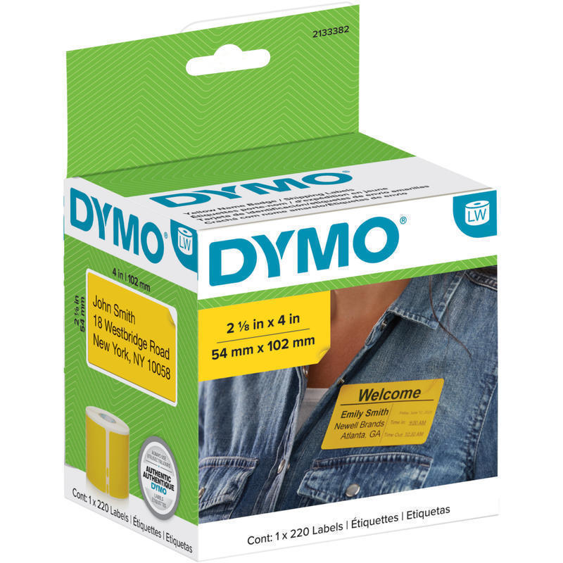 Dymo Label Writer Multi-Purpose Labels, 2-1/8in x 4in, Yellow, 220 Labels Per Roll (Min Order Qty 4) MPN:2133382