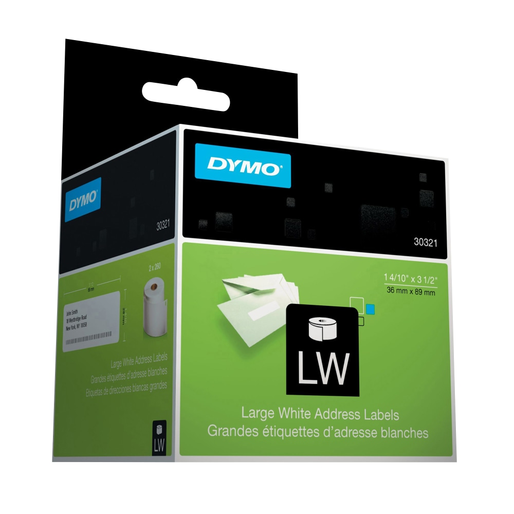 DYMO White Thermal Address Labels, DYM30321, 1 4/10in x 3 1/2in, Box Of 520 (Min Order Qty 3) MPN:30321