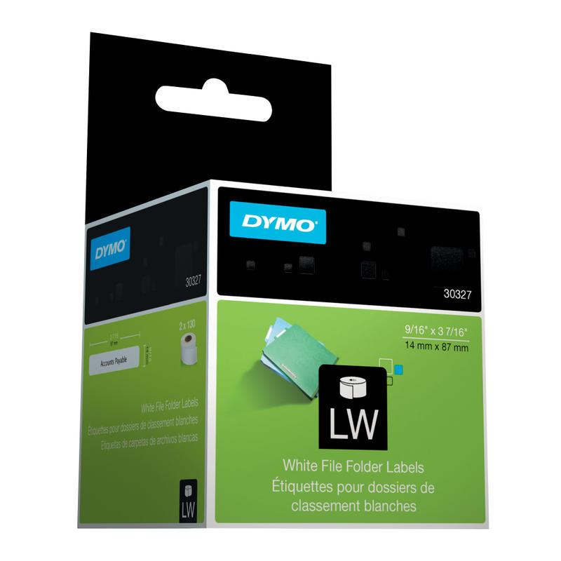 DYMO LabelWriter 30327 File Folder Labels, 3 7/16in x 9/16in, Pack Of 2 (Min Order Qty 7) MPN:30327