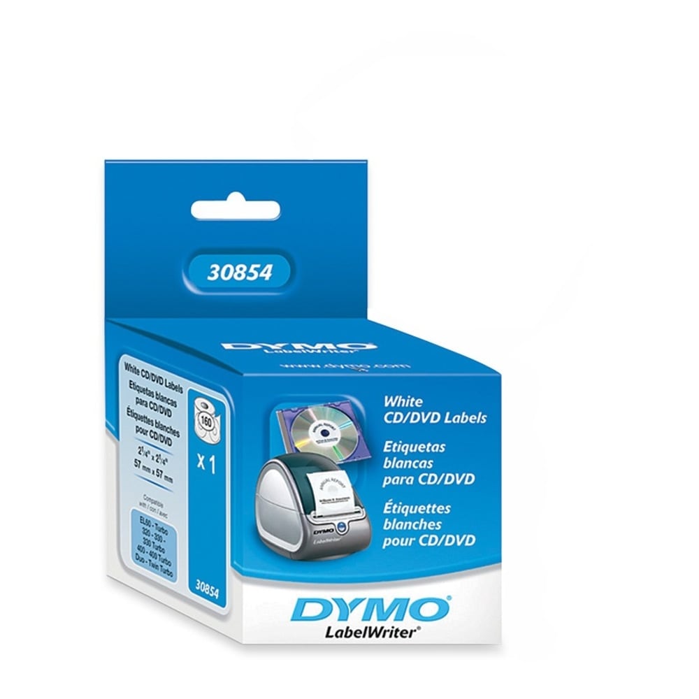 DYMO Thermal CD/DVD Labels, DYM30854, White, Pack Of 160 (Min Order Qty 4) MPN:30854