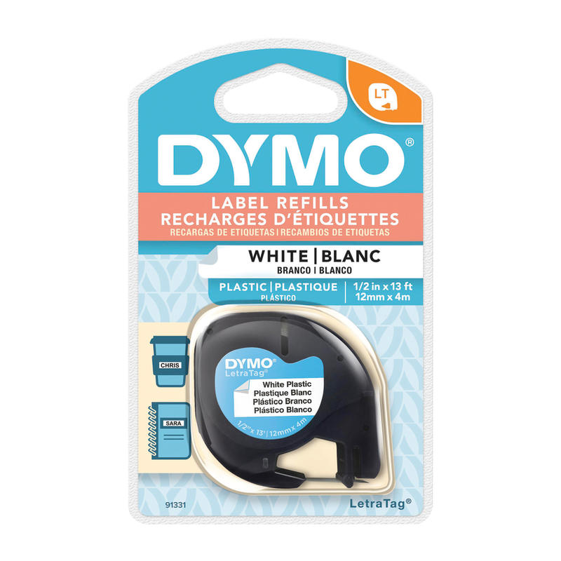DYMO LT 91331 Black-On-White Tape, 0.5in x 13ft (Min Order Qty 11) MPN:91331