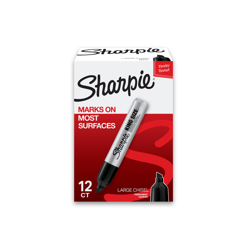 Sharpie King-Size Permanent Markers, Black, Pack Of 12 (Min Order Qty 4) MPN:15001