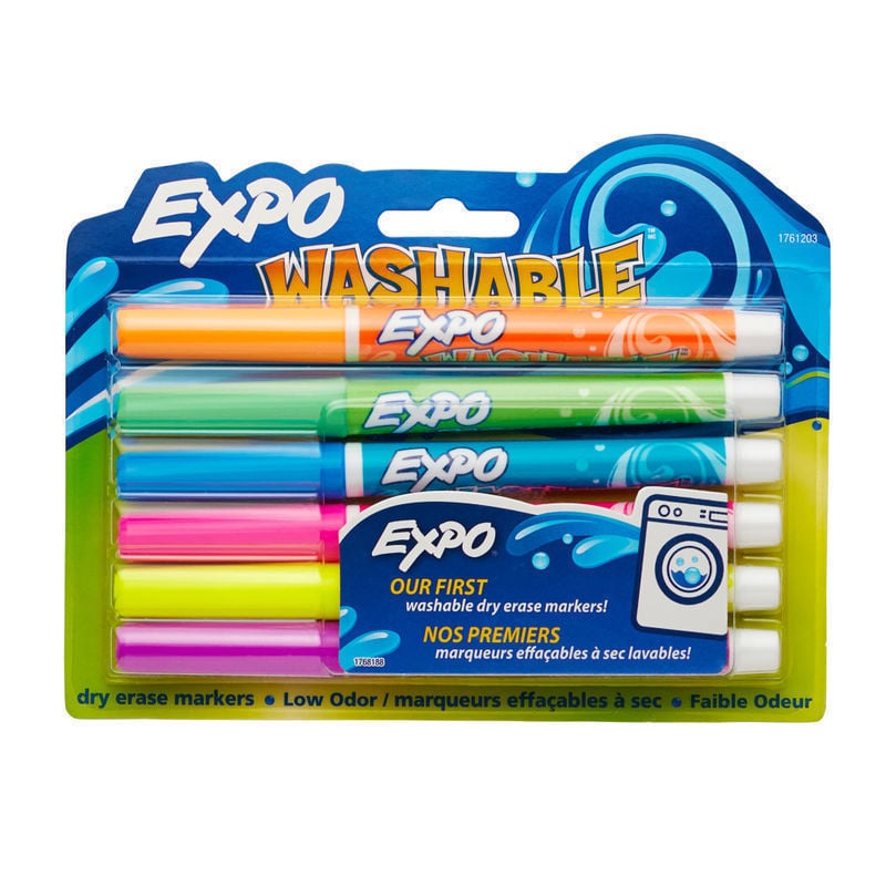 EXPO Washable Dry-Erase Markers, Assorted, Fine Point, Pack Of 6 (Min Order Qty 8) MPN:1761203