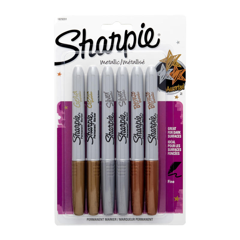 Sharpie Metallic Markers, Bronze/Gold/Silver, Pack Of 6 Markers (Min Order Qty 7) MPN:1829201