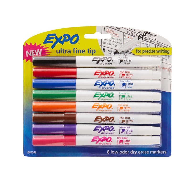 EXPO Low-Odor Dry-Erase Markers, Ultra-Fine Point, Assorted Colors, Pack Of 8 (Min Order Qty 8) MPN:1884309