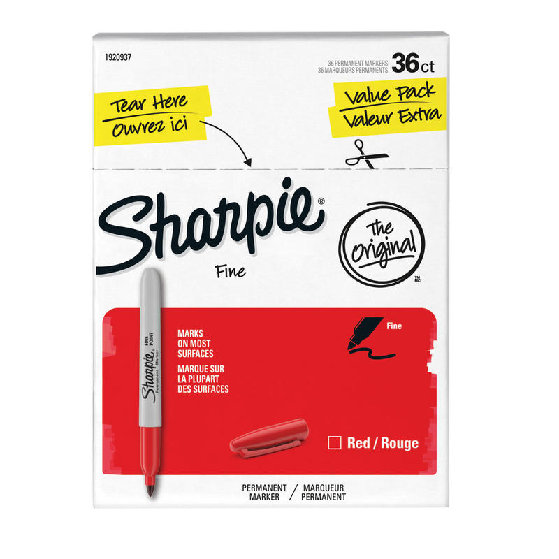 Sharpie Permanent Fine-Point Markers, Red, Pack Of 36 (Min Order Qty 2) MPN:1920937