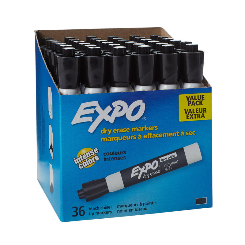 EXPO Chisel-Tip Dry-Erase Markers, Black, Pack Of 36 (Min Order Qty 2) MPN:1920940