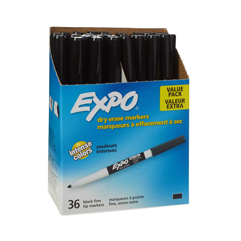 EXPO Low-Odor Dry-Erase Markers, Fine Point, Black, Pack Of 36 (Min Order Qty 3) MPN:1921062