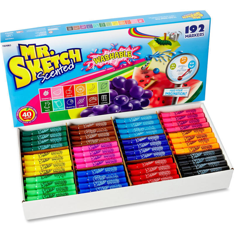 Mr. Sketch Scented Washable Markers - Narrow, Medium, Broad Marker Point - Chisel Marker Point Style - Assorted - 192 / Set MPN:1924063