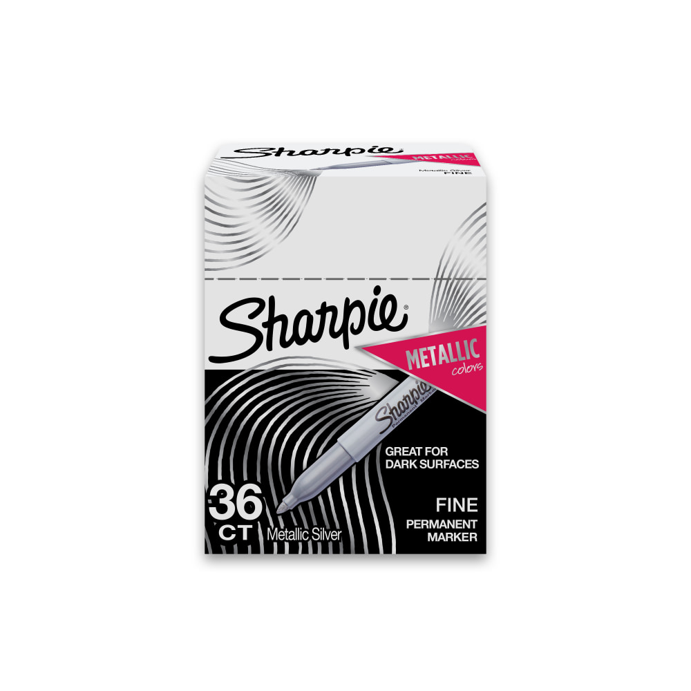 Sharpie Metallic Permanent Markers, Fine Point, Metallic Silver, Pack Of 36 (Min Order Qty 2) MPN:2003899