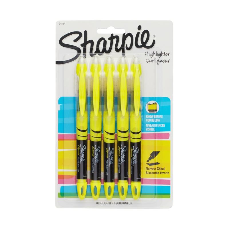 Sharpie Accent Liquid Highlighters, Yellow, Pack Of 5 (Min Order Qty 11) MPN:24527